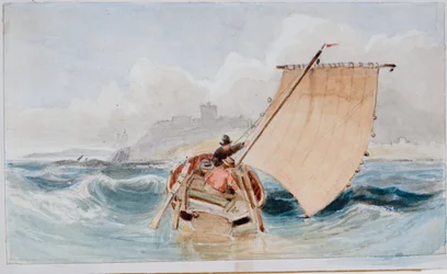 Ein Coble vor Bamburgh